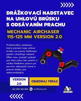 Objav dokonalú čistotu práce s drážkovacím nadstavcom Mechanic AirChaser 115-125 mm V2.0 — presné drážkovanie s odsávaním...